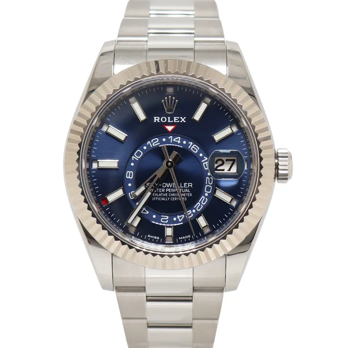 Happy Jewelers Watches Rolex SkyDweller 42mm Stainless Steel Blue Stick Dial Watch Reference 326934 Happy Jewelers Watches Rolex SkyDweller 42mm Stainless Steel Blue Stick Dial Watch Reference 326934