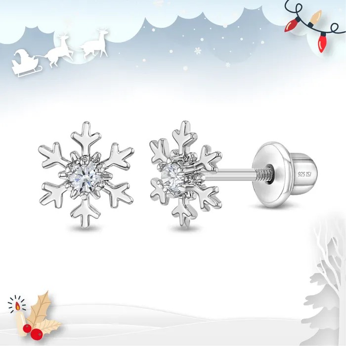 Icy Snowflake Kids Childrens Girls Earrings Screw Back Sterling Silver Kids Screw Back Earrings Earrings Icy Snowflake Kids Childrens Girls Earrings Screw Back Sterling Silver Kids Screw Back Earrings Earrings