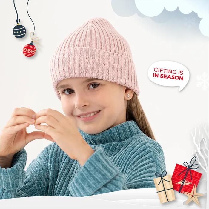 Icy Snowflake Kids Childrens Girls Earrings Screw Back Sterling Silver Kids Screw Back Earrings Earrings