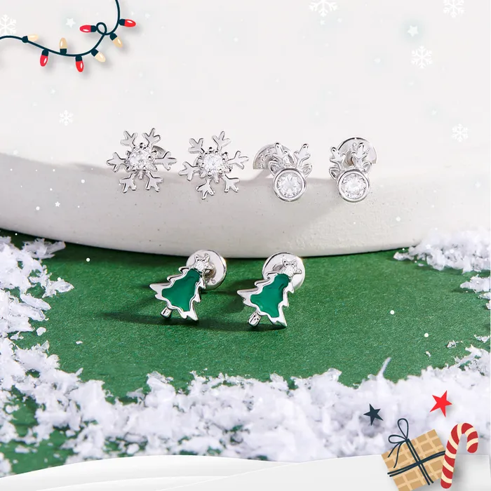 Icy Snowflake Kids Childrens Girls Earrings Screw Back Sterling Silver Kids Screw Back Earrings Earrings