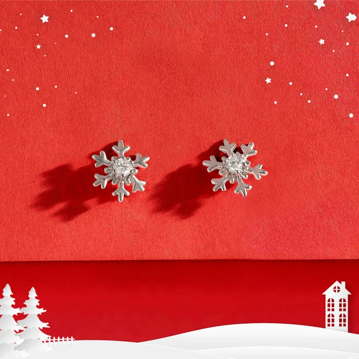 Icy Snowflake Kids Childrens Girls Earrings Screw Back Sterling Silver Kids Screw Back Earrings Earrings