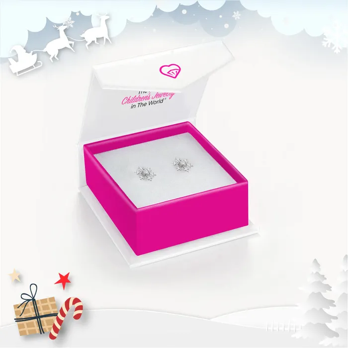 Icy Snowflake Kids Childrens Girls Earrings Screw Back Sterling Silver Kids Screw Back Earrings Earrings