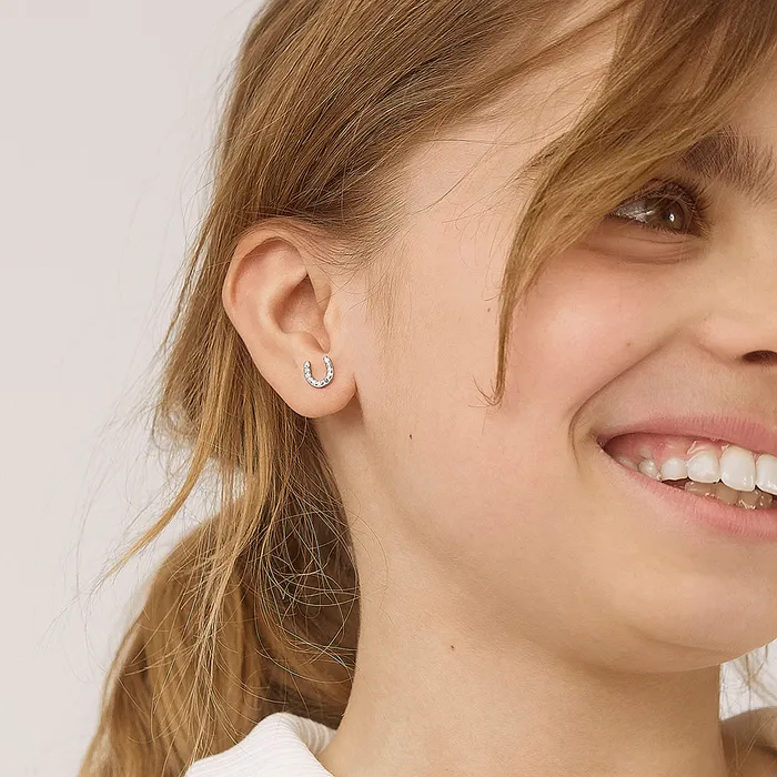 Kids Screw Back Earrings Earrings Jeweled Horseshoe Baby Toddler Kids Earrings Screw Back Sterling Silver