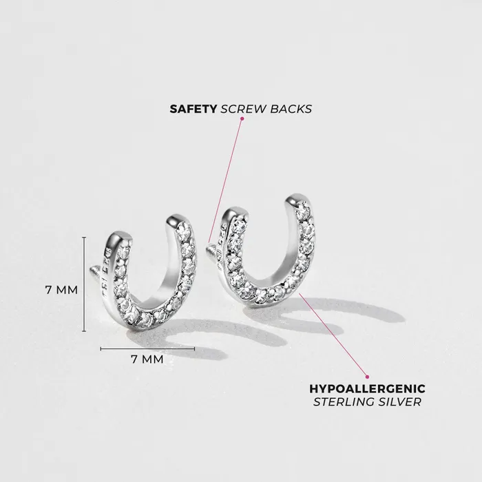 Kids Screw Back Earrings Earrings Jeweled Horseshoe Baby Toddler Kids Earrings Screw Back Sterling Silver