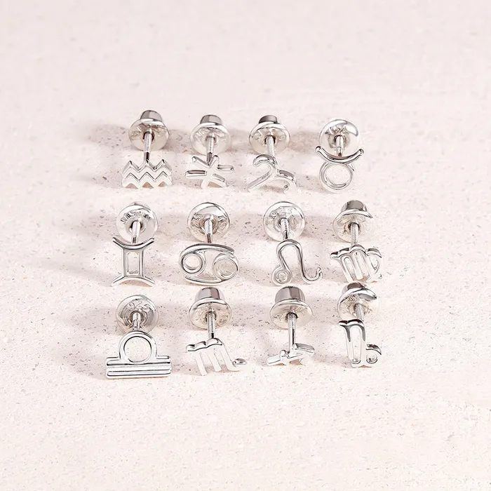 Kids Screw Back Earrings Polished Zodiac Cancer Kids Childrens Girls Earrings Screw Back Sterling Silver Earrings