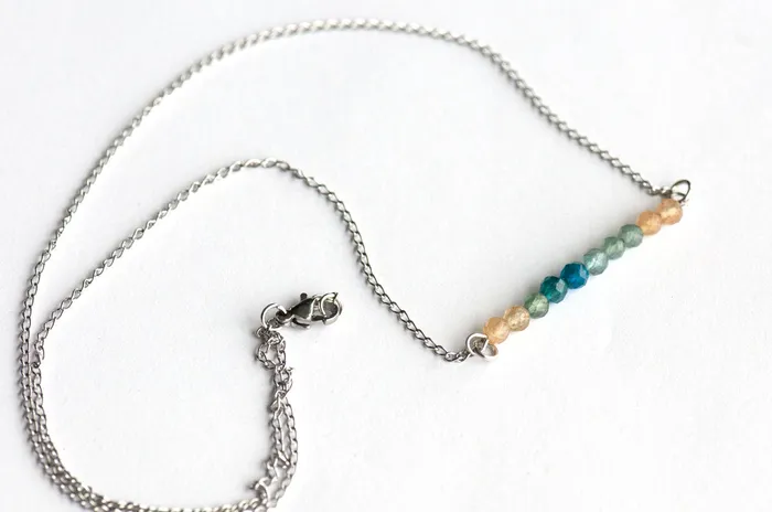 Necklaces Fierce Lynx Designs Banded Apatite Bar Necklace