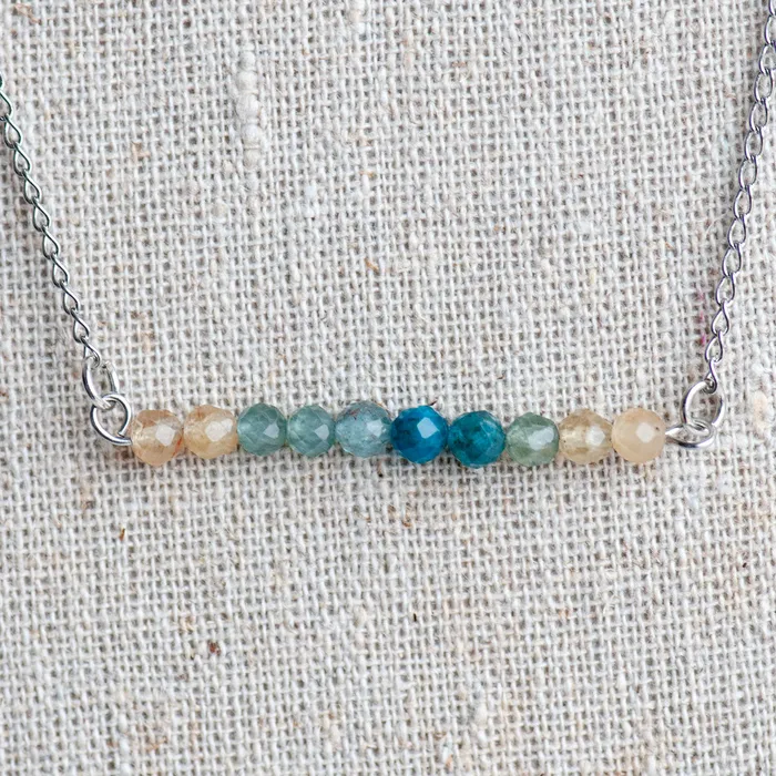 Necklaces Fierce Lynx Designs Banded Apatite Bar Necklace