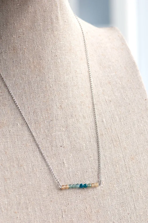 Necklaces Fierce Lynx Designs Banded Apatite Bar Necklace