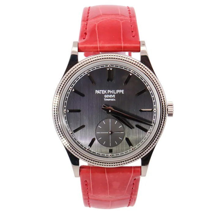 Patek Philippe Calatrava 39mm Tiffany Co Stamped Grey Watch Dial Ref 6119G001 Happy Jewelers Watches Patek Philippe Calatrava 39mm Tiffany Co Stamped Grey Watch Dial Ref 6119G001 Happy Jewelers Watches