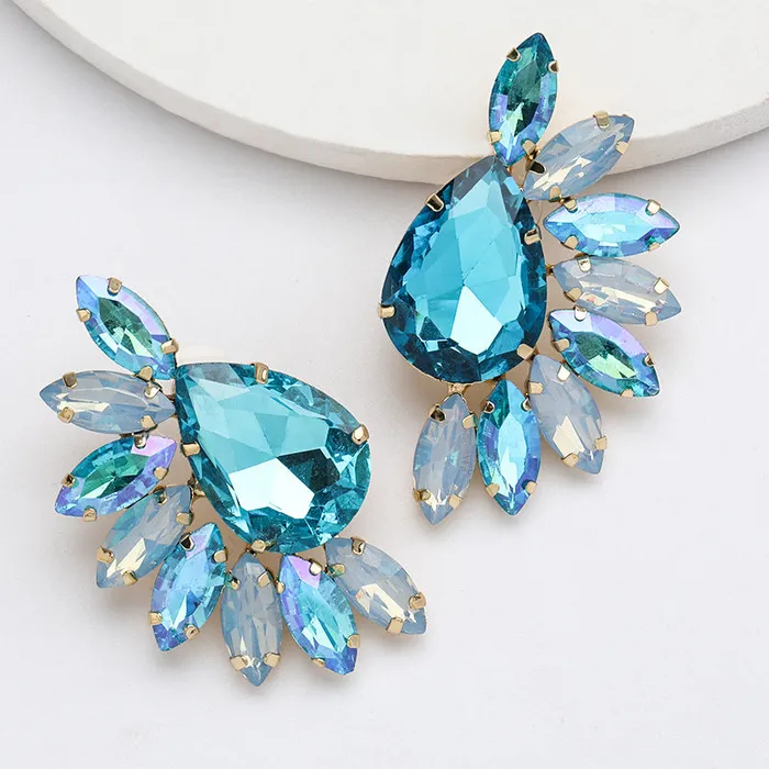 Refined by AnnaKaci Earrings Elegant Round Flower Crystal Earring