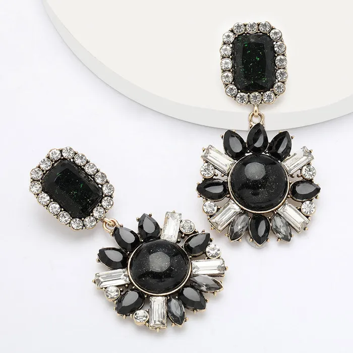 Refined by AnnaKaci Earrings Large Geometric Crystals Dangle Earring