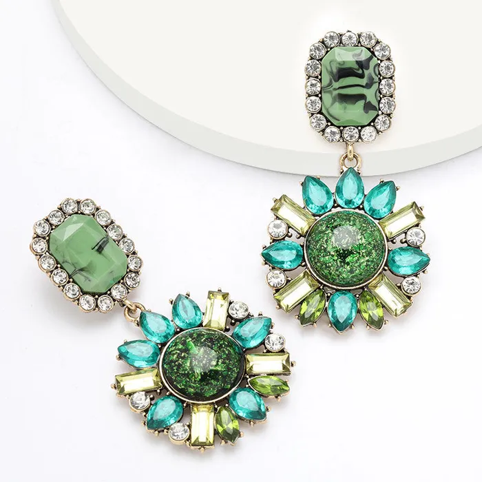 Refined by AnnaKaci Earrings Large Geometric Crystals Dangle Earring
