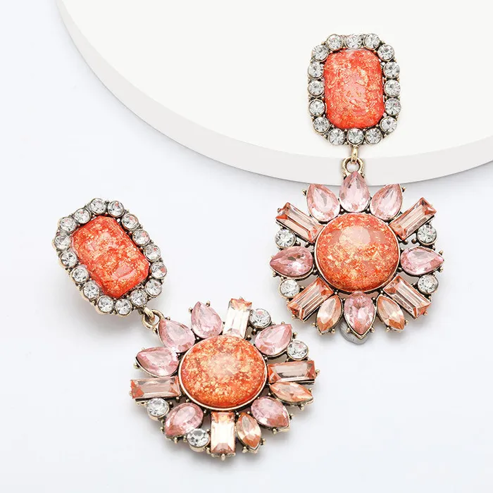 Refined by AnnaKaci Earrings Large Geometric Crystals Dangle Earring