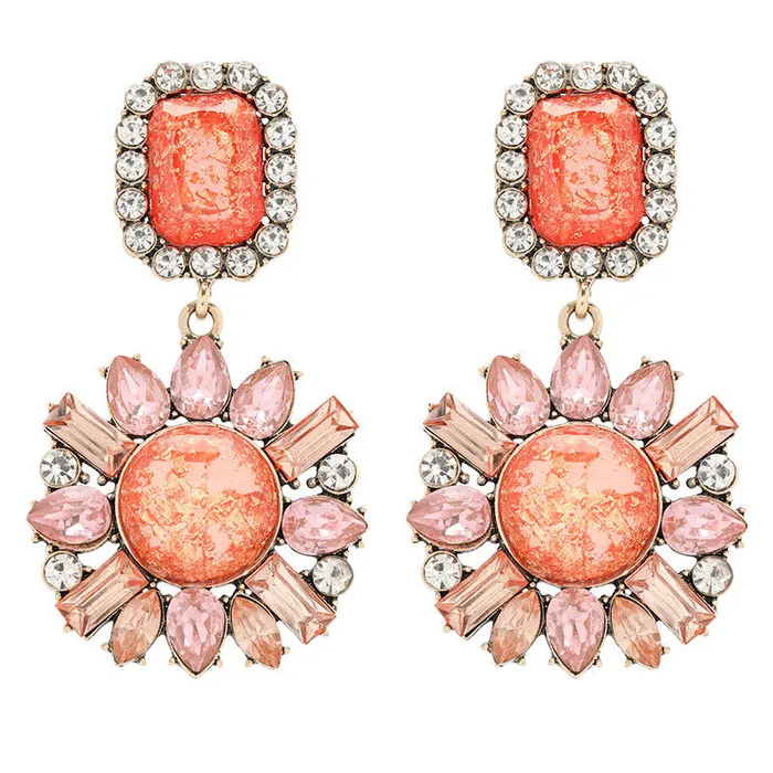 Refined by AnnaKaci Earrings Large Geometric Crystals Dangle Earring