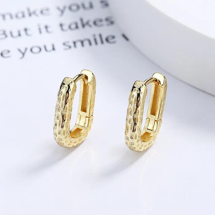 Refined by AnnaKaci Earrings Textured UShape Loop 925 Sterling Silver Earrings Refined by AnnaKaci Earrings Textured UShape Loop 925 Sterling Silver Earrings