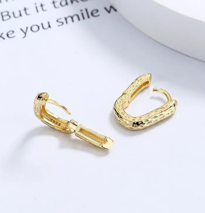 Refined by AnnaKaci Earrings Textured UShape Loop 925 Sterling Silver Earrings Refined by AnnaKaci Earrings Textured UShape Loop 925 Sterling Silver Earrings