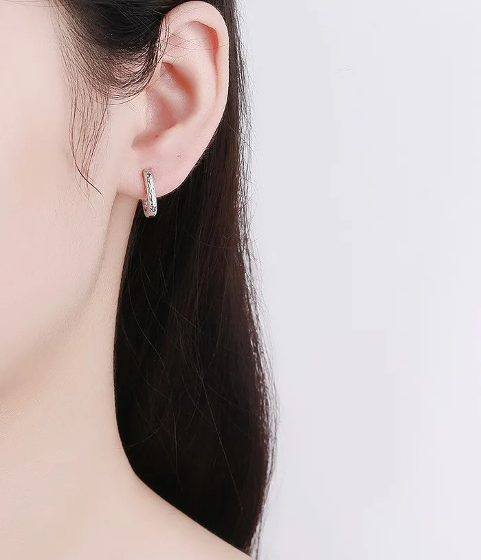 Refined by AnnaKaci Earrings Textured UShape Loop 925 Sterling Silver Earrings Refined by AnnaKaci Earrings Textured UShape Loop 925 Sterling Silver Earrings