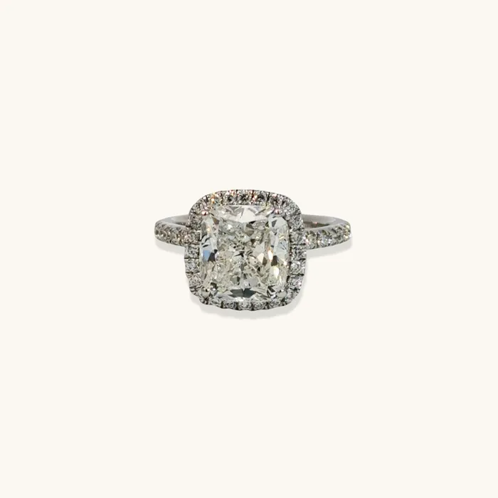 Rings Happy Jewelers 346 Cushion Natural Diamond Engagement Ring with Halo