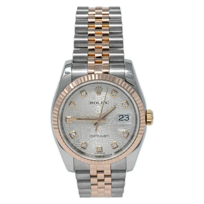 Rolex Datejust 36mm Rose Gold Stainless Steel Pink Jubilee Diamond Dial Watch Reference 116231 Happy Jewelers Earrings Rolex Datejust 36mm Rose Gold Stainless Steel Pink Jubilee Diamond Dial Watch Reference 116231 Happy Jewelers Earrings