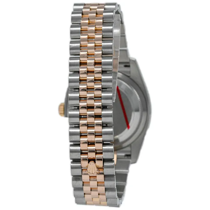 Rolex Datejust 36mm Rose Gold Stainless Steel Pink Jubilee Diamond Dial Watch Reference 116231 Happy Jewelers Earrings