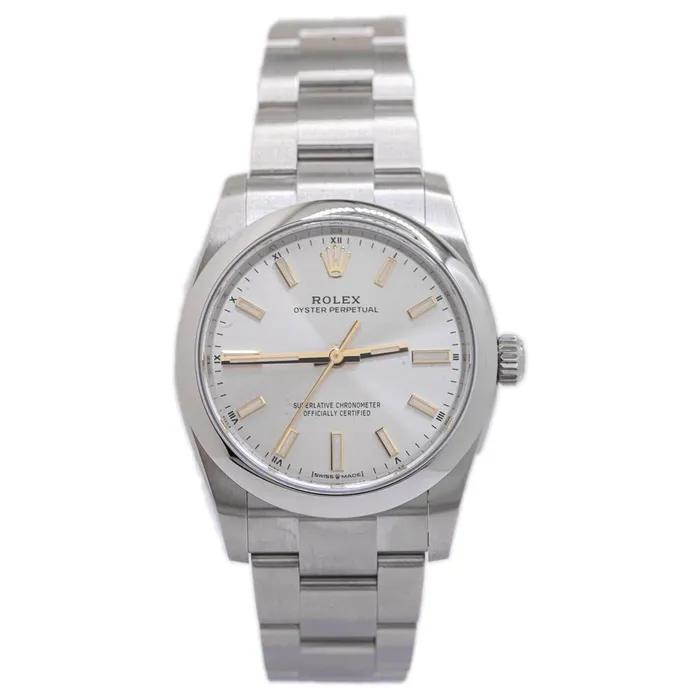 Rolex Oyster Perpetual 34mm Silver Dial Watch Ref 124200 Happy Jewelers Watches Rolex Oyster Perpetual 34mm Silver Dial Watch Ref 124200 Happy Jewelers Watches