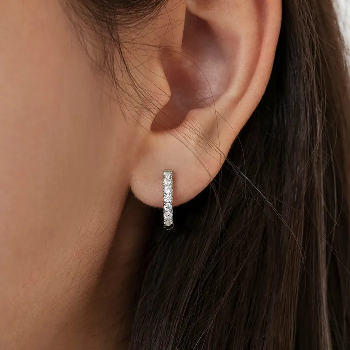 Small Multi Clear CZ 9mm Kids Childrens Girls Earrings HoopHuggie Safety Latch Sterling Silver Kids Hoop Earrings Earrings