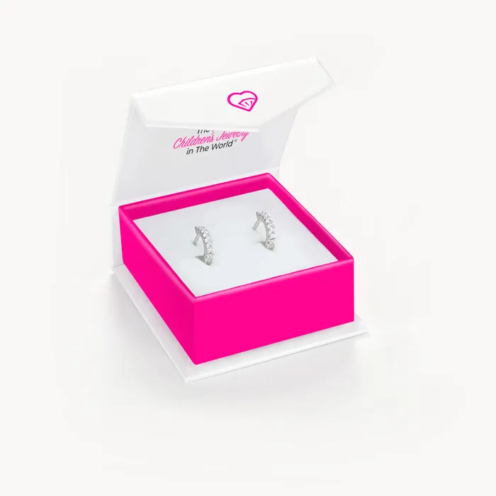 Small Multi Clear CZ 9mm Kids Childrens Girls Earrings HoopHuggie Safety Latch Sterling Silver Kids Hoop Earrings Earrings