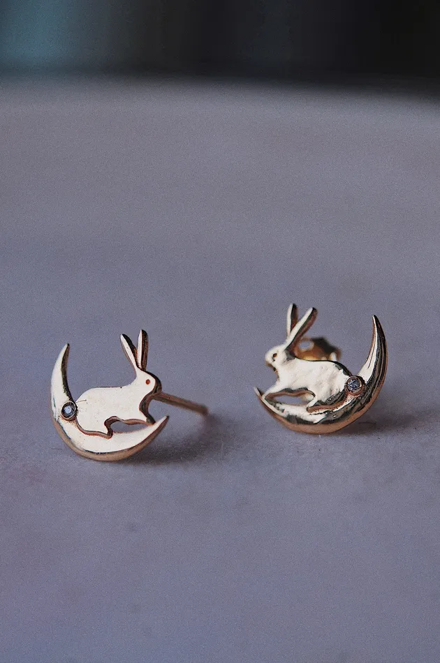 Sofia Zakia Moon Bunny Earring READYTOSHIP Earrings