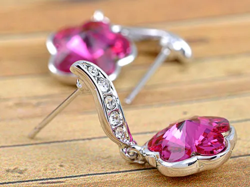 Swarovski Crystal Element Silver Violet Purple Floral Flower Stud Earrings Alilang Earrings