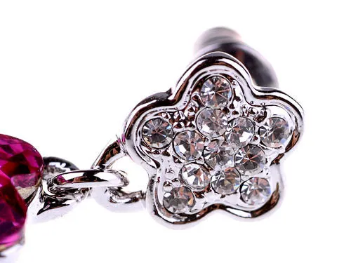 Swarovski Crystal Element Silver Violet Purple Floral Flower Stud Earrings Alilang Earrings