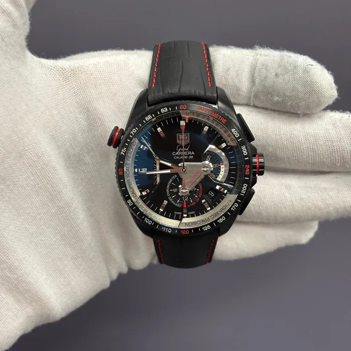 Tag Heuer Carrera 43mm Black Dial Watch Ref CAV5185FC6257 Happy Jewelers Watches Tag Heuer Carrera 43mm Black Dial Watch Ref CAV5185FC6257 Happy Jewelers Watches