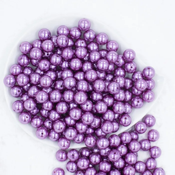 The BumbleBead Company Earrings 12mm Lilac Purple Faux Pearl Acrylic Bubblegum Beads 20 Count