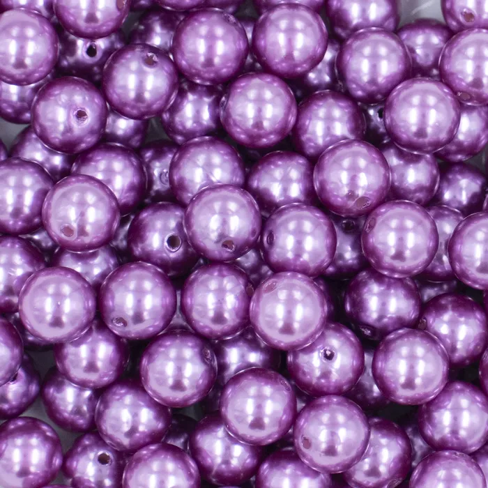 The BumbleBead Company Earrings 12mm Lilac Purple Faux Pearl Acrylic Bubblegum Beads 20 Count