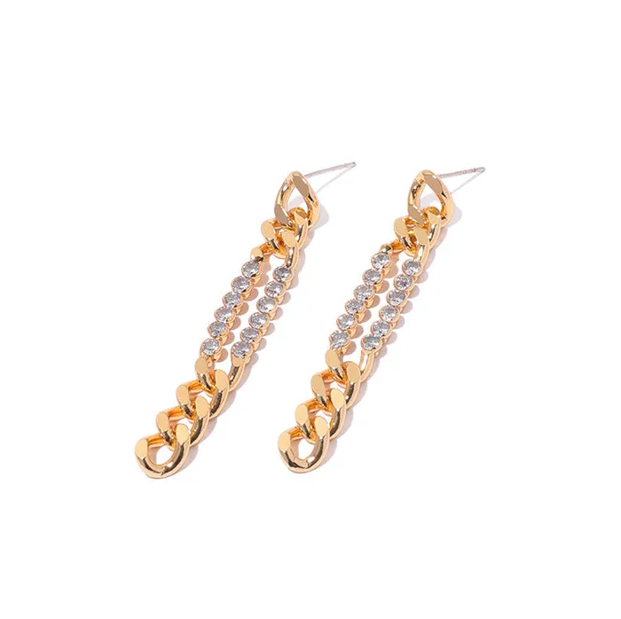 Thick Chain Crystal Embellished Dangle Earrings Refined by AnnaKaci Earrings Thick Chain Crystal Embellished Dangle Earrings Refined by AnnaKaci Earrings