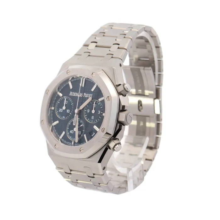 Watches Happy Jewelers Audemars Piguet Royal Oak Stainless Steel 41mm Blue Chronograph Dial Watch Reference 26240ST