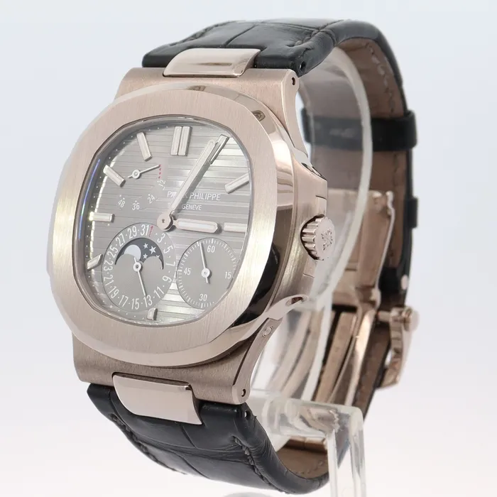Watches Happy Jewelers Patek Philippe Moon Phases White Gold 40mm Gray Chronograph Dial Watch Reference 5712G001