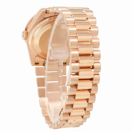 Watches Rolex DayDate Rose Gold 36mm MOP Diamond Dial Watch Reference 118205 Happy Jewelers