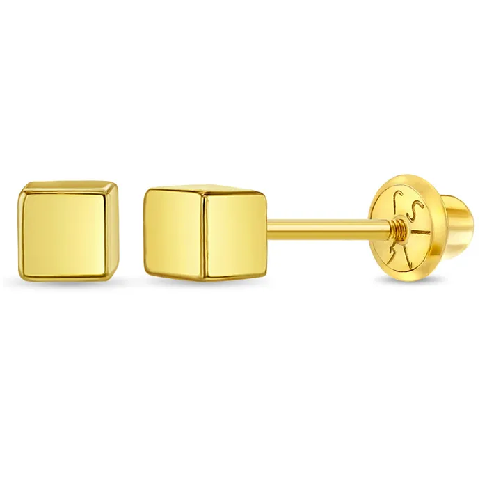 Womens Earrings 14k Gold Tiny Square Womens Earrings Earrings
