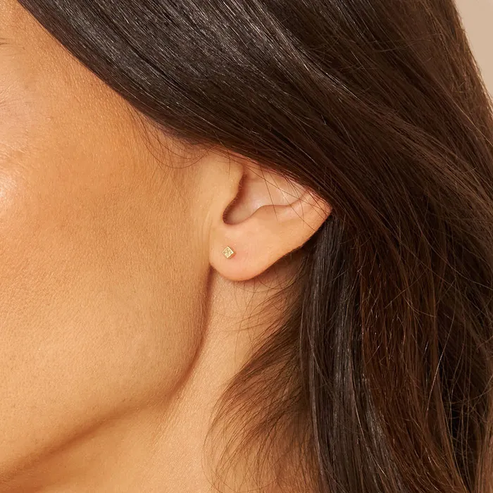 Womens Earrings 14k Gold Tiny Square Womens Earrings Earrings