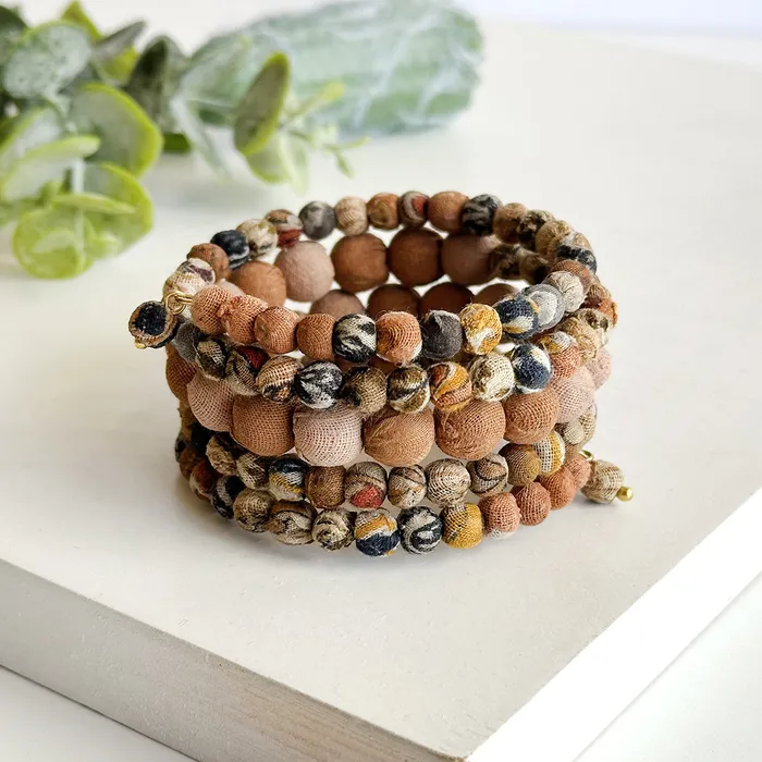 WorldFinds Bracelets Kantha Desertscape Spiral Bracelet