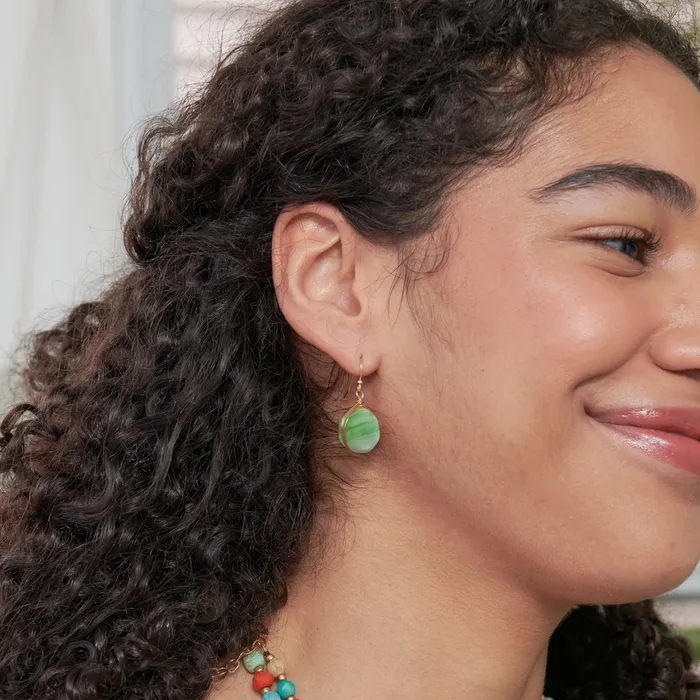 WorldFinds Marbled Glass Drop Earrings Mint Earrings