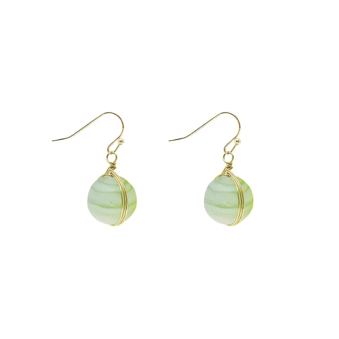 WorldFinds Marbled Glass Drop Earrings Mint Earrings