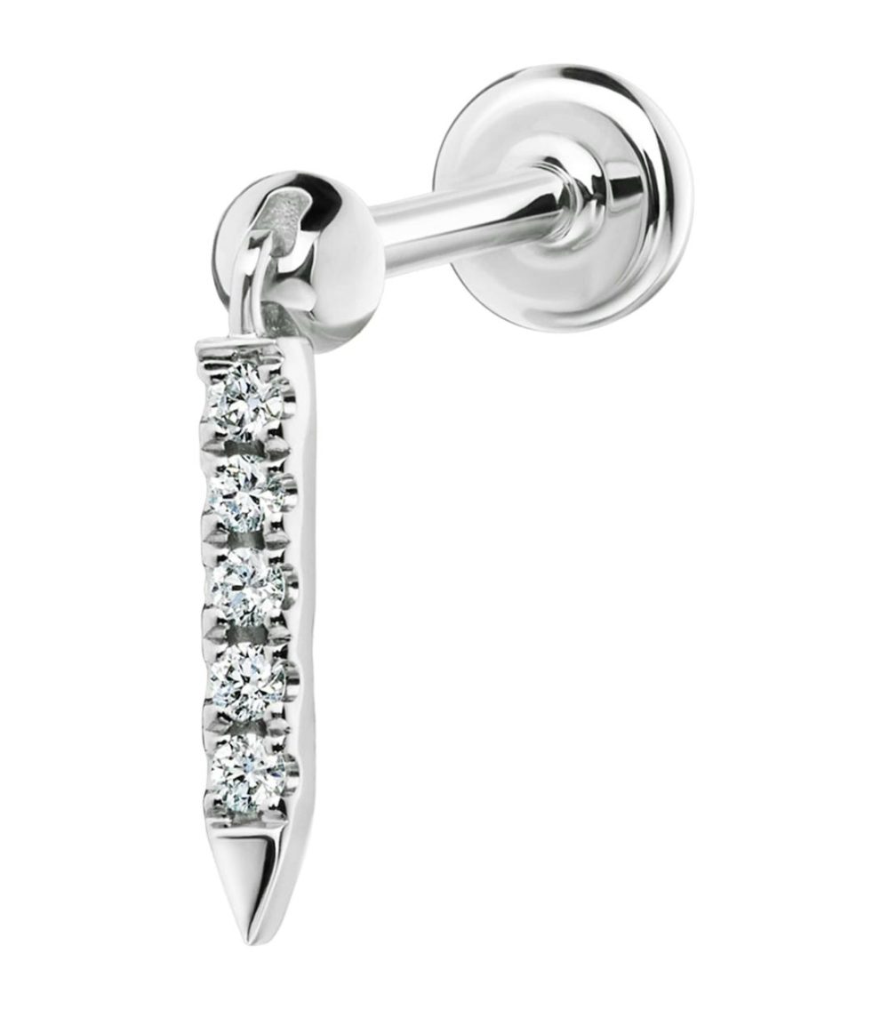 Diamond Eternity Bar Single Threaded Stud (7Mm)  |  Fine Earrings Fine Earrings Fine Earrings