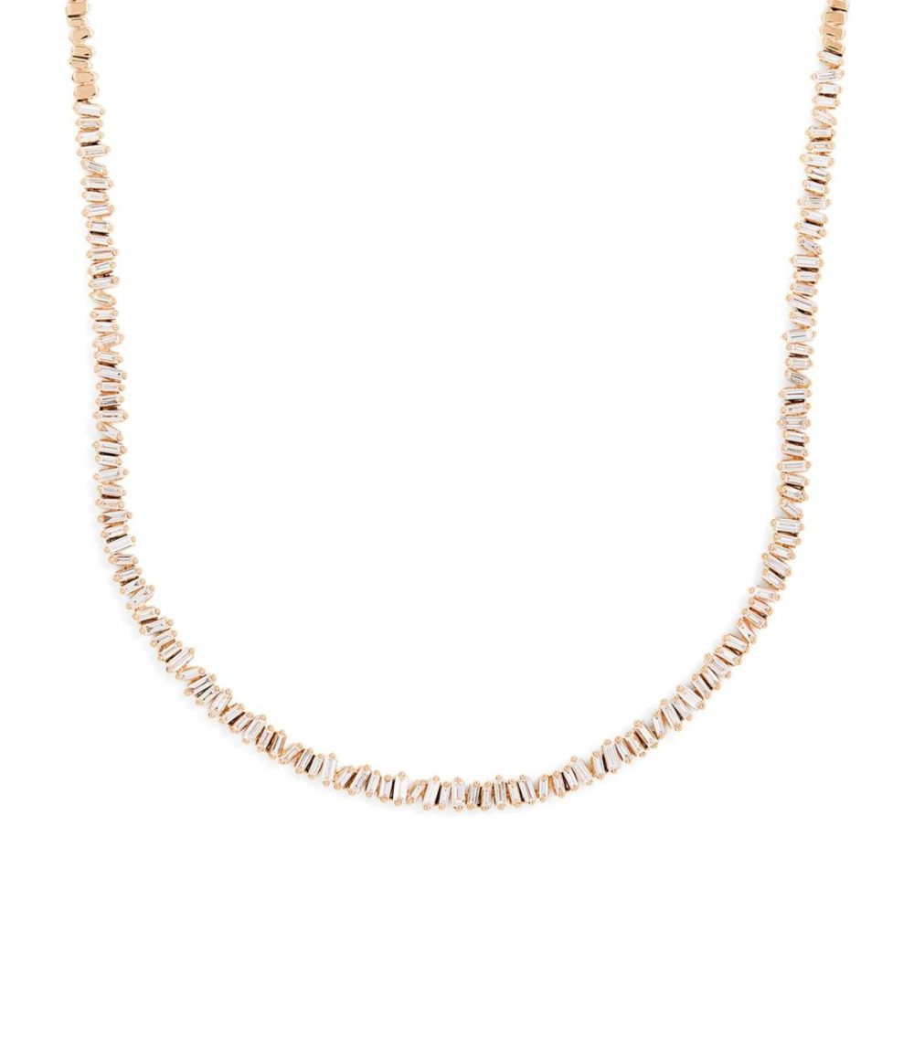 Rose Gold And Diamond Classic Tennis Necklace  |  Fine Necklaces Fine Necklaces Fine Necklaces