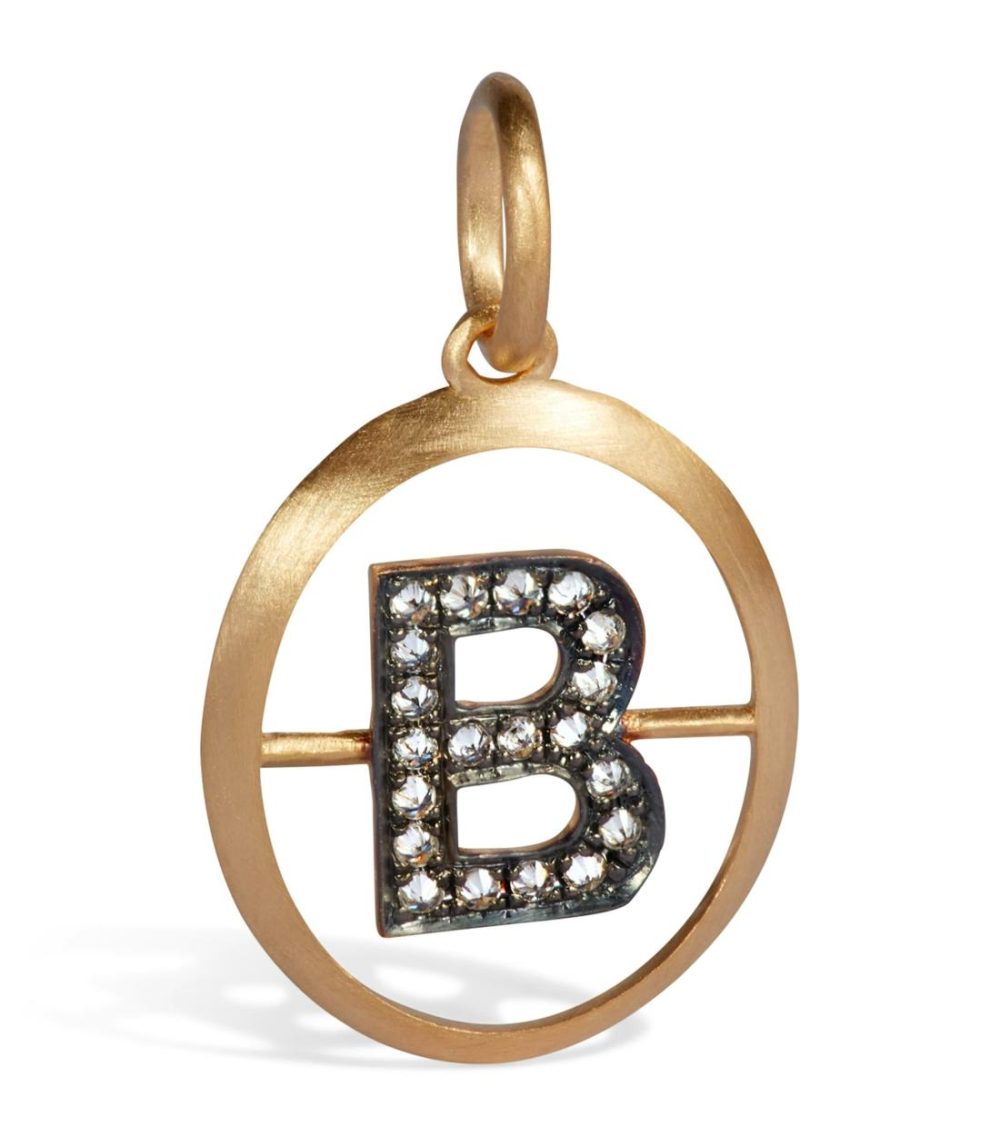 Yellow Gold And Diamond B Pendant  |  Fine Charms Fine Charms Fine Charms