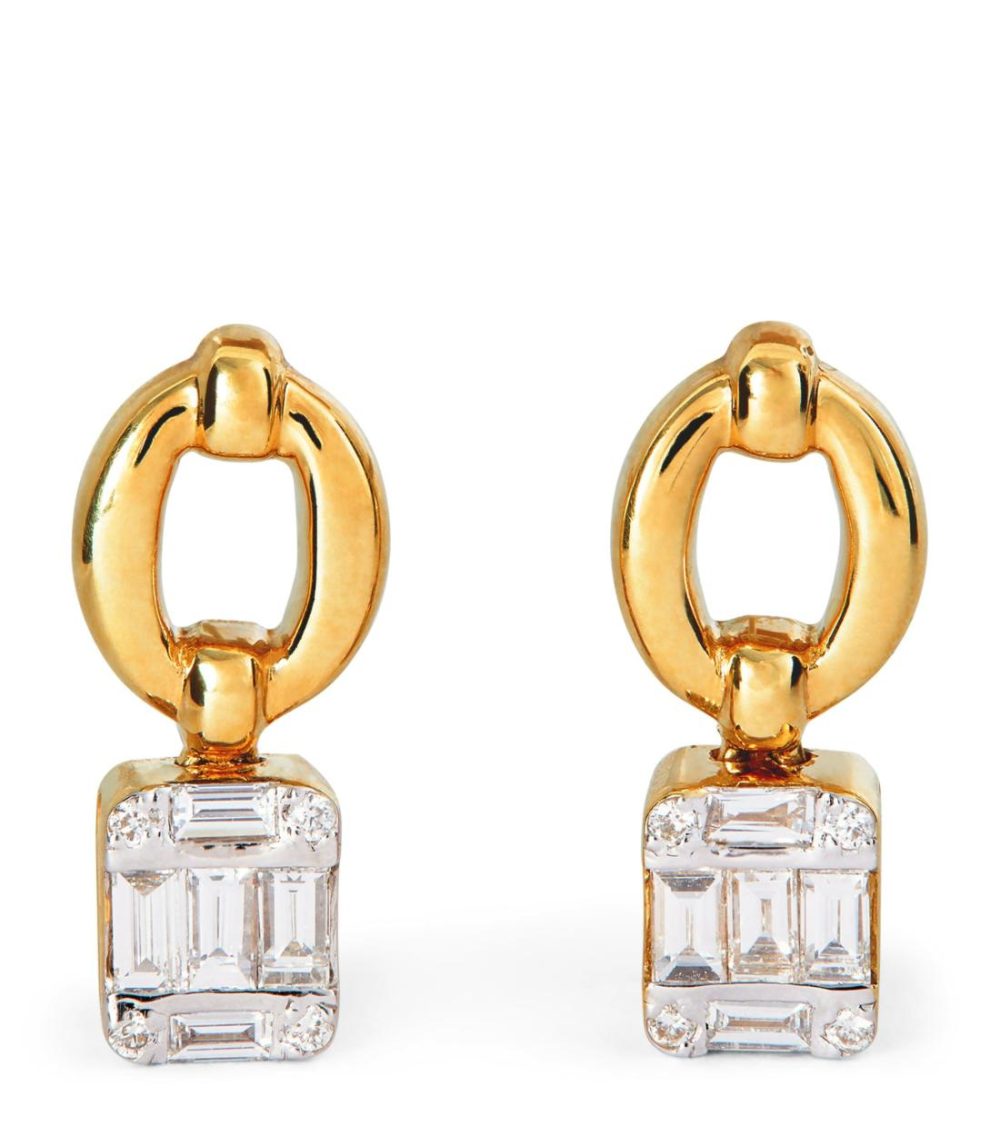 Yellow Gold And Diamond Catena Earrings  |  Fine Earrings Fine Earrings Fine Earrings