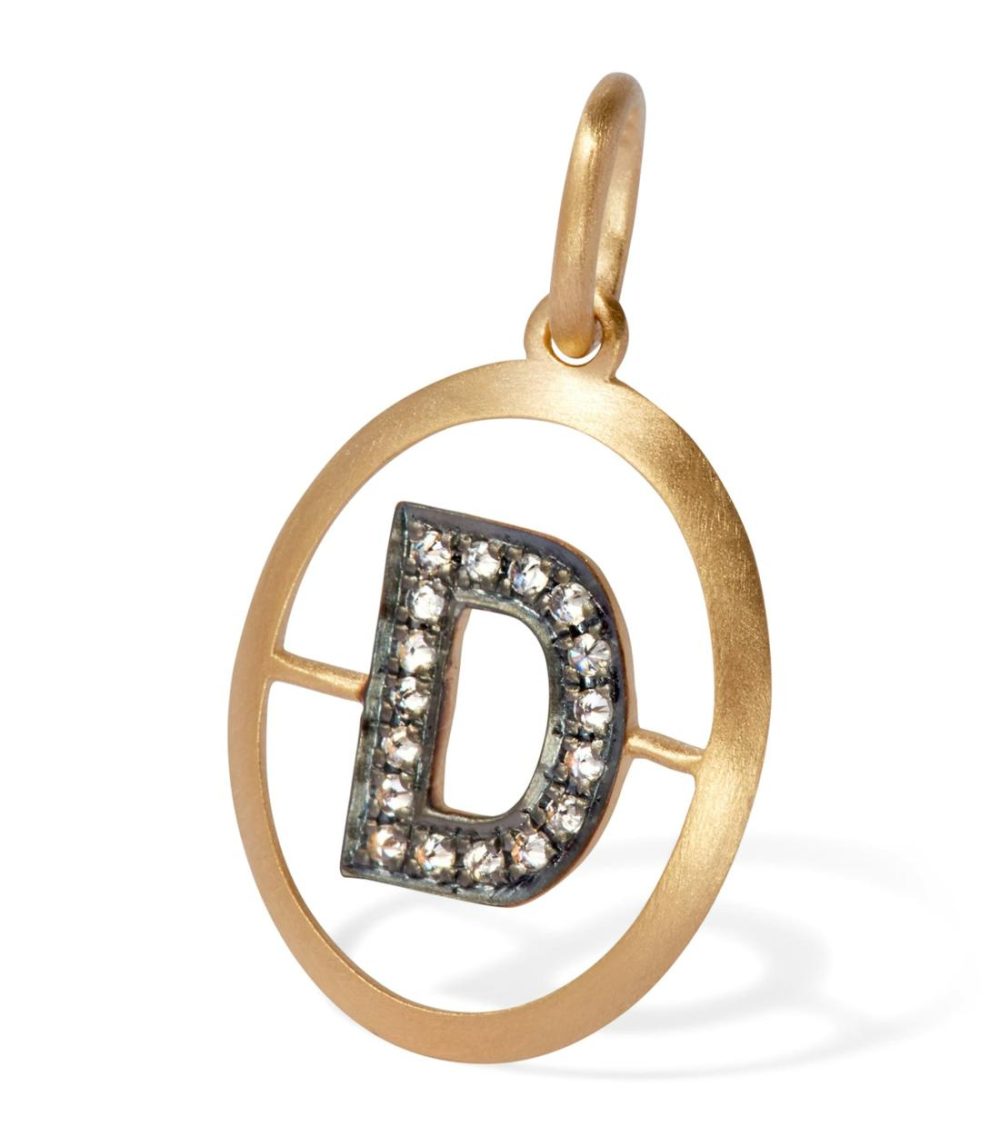 Yellow Gold And Diamond D Pendant  |  Fine Charms Fine Charms Fine Charms