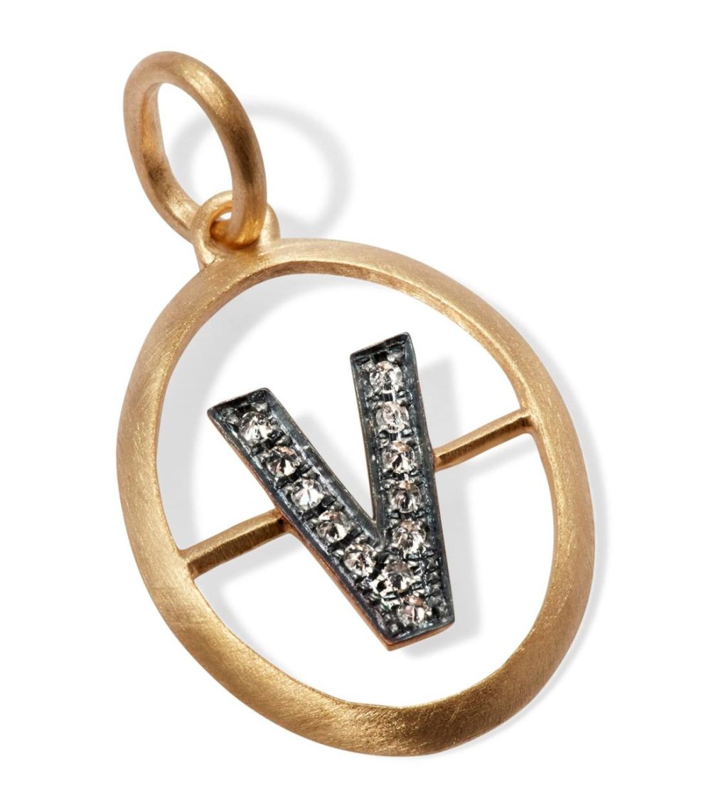 Yellow Gold And Diamond V Pendant  |  Fine Charms Fine Charms Fine Charms