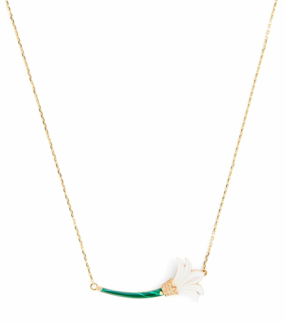 Yellow Gold, Diamond And Malachite Psychedeliah Necklace  |  Fine Necklaces Fine Necklaces Fine Necklaces