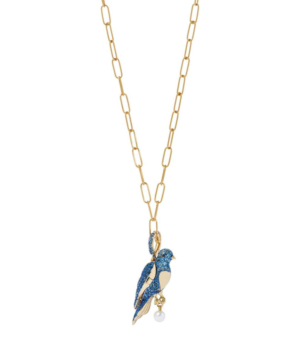 Yellow Gold, Diamond, Topaz And Sapphire Bluebird Locket Charm  |  Fine Charms Fine Charms Fine Charms